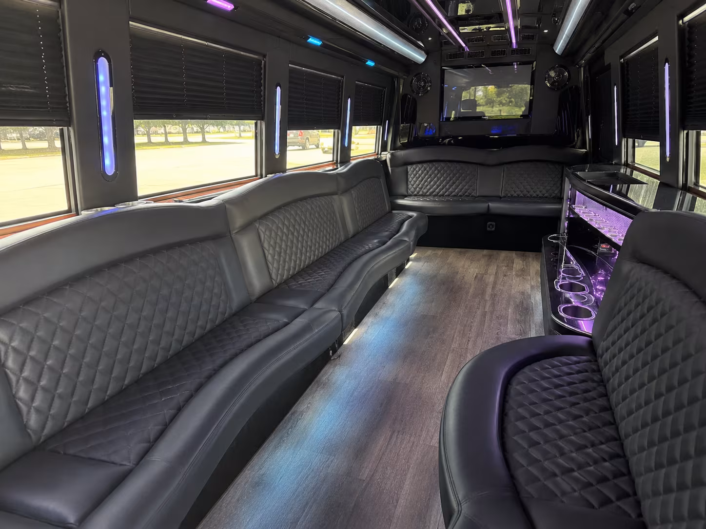 West Covina Birthday, Sweet 16, & Quinceañera Transportation party bus exterior