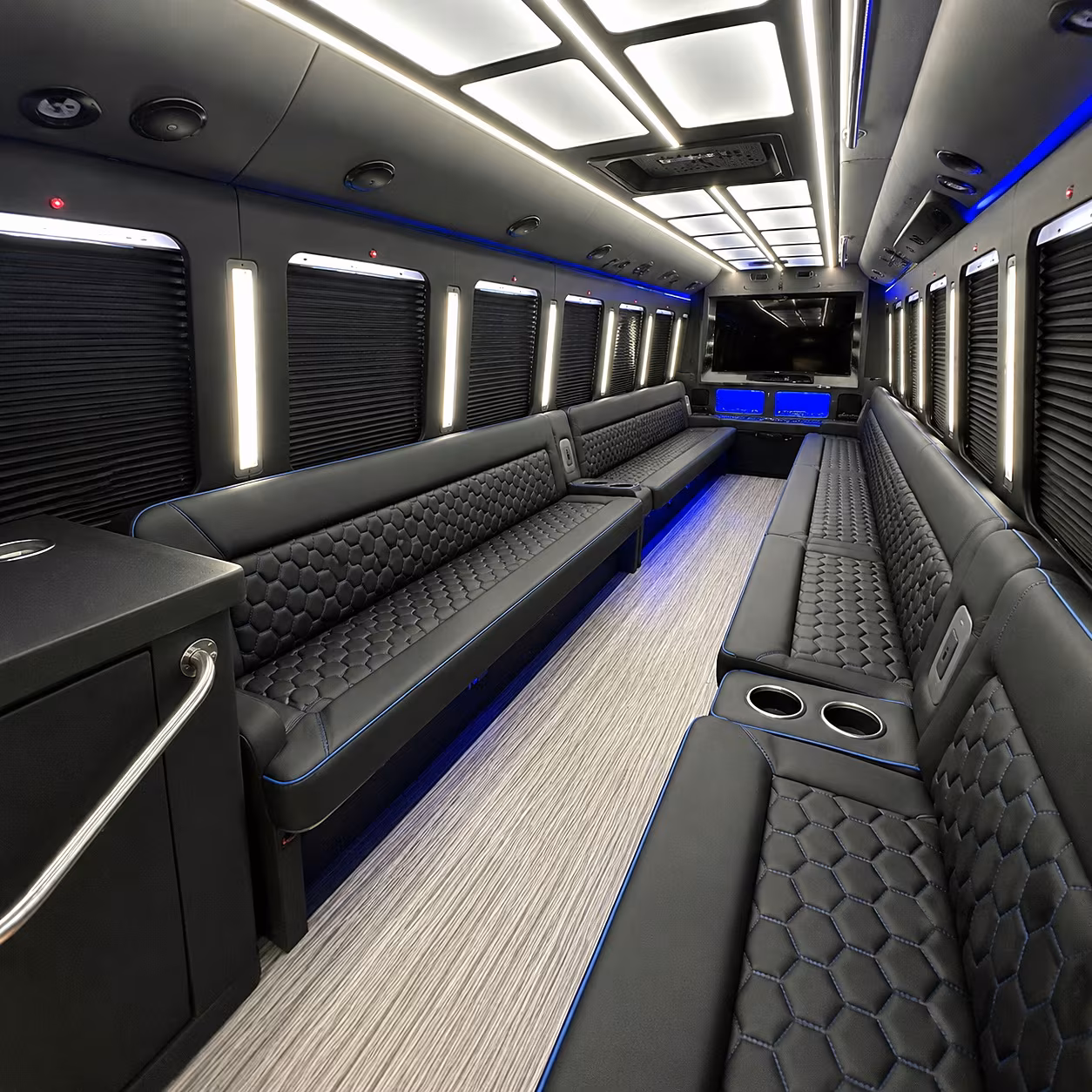 West Covina Wedding Transportation party bus interior