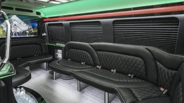 Interior of West Covina Party Bus Company's 14 Passenger Sprinter Limousine in La Habra