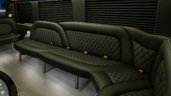 Interior of West Covina Party Bus Company's 14 Passenger Sprinter Limousine in West Covina