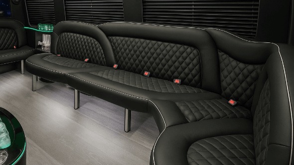 Interior of West Covina Party Bus Company's 15 Passenger Party Bus in Arcadia