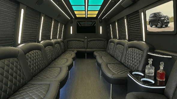 Interior of West Covina Party Bus Company's 20 Passenger Party Bus in Baldwin Park
