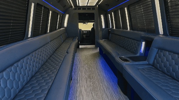 Interior of West Covina Party Bus Company's 20 Passenger Party Bus in El Monte