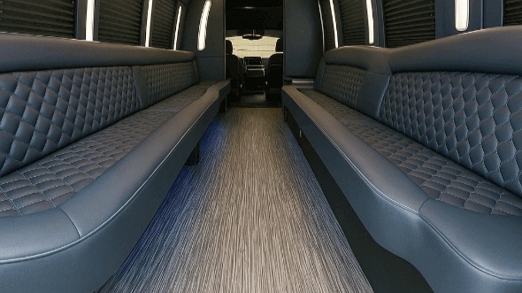 Interior of West Covina Party Bus Company's 25 Passenger Party Bus in Arcadia