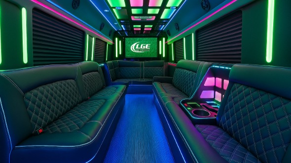 Interior of West Covina Party Bus Company's 25 Passenger Party Bus in Covina