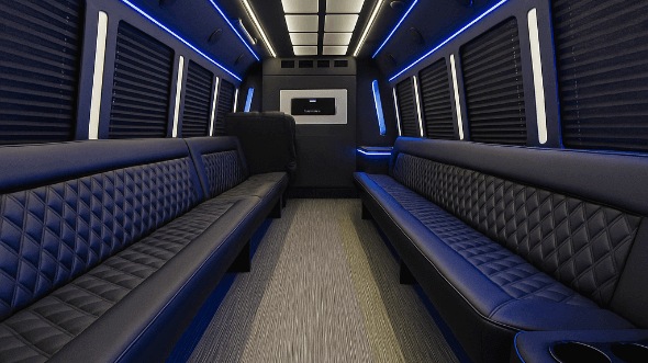 Interior of West Covina Party Bus Company's 28 Passenger Party Bus in West Covina
