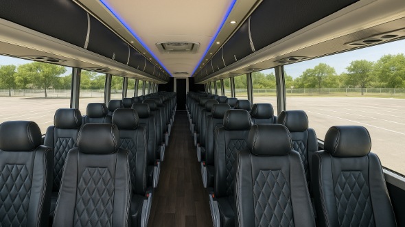 Interior of West Covina Party Bus Company's 40 Passenger Charter Bus in West Covina