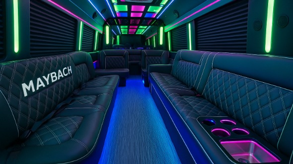 Interior of West Covina Party Bus Company's 40 Passenger Party Bus in La Habra