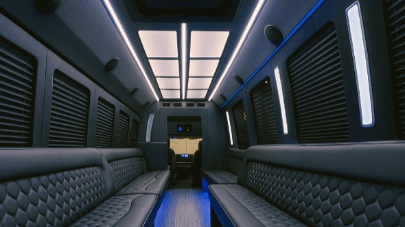 Interior of West Covina Party Bus Company's 40 Passenger Party Bus in Rosemead