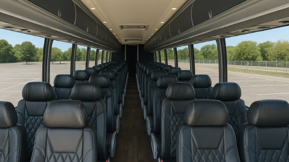Interior of West Covina Party Bus Company's 44 Passenger Charter Bus in West Covina