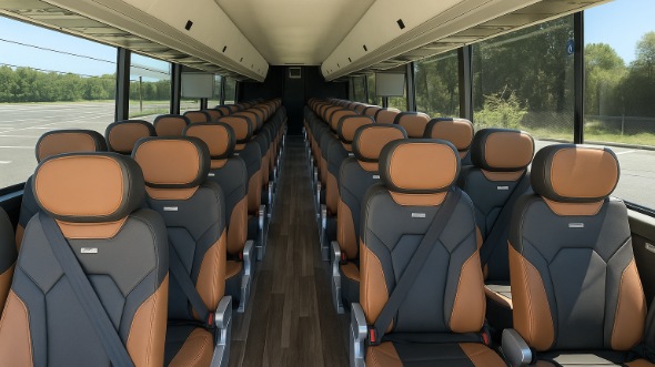 Interior of West Covina Party Bus Company's 45 Passenger Charter Bus in West Covina