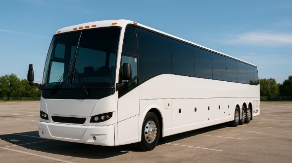 Exterior of West Covina Party Bus Company's 46 Passenger Charter Bus in West Covina