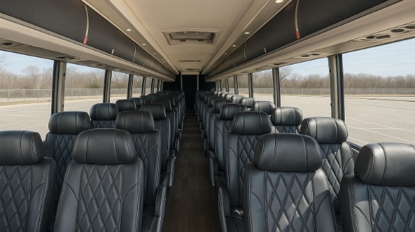 Interior of West Covina Party Bus Company's 48 Passenger Charter Bus in West Covina