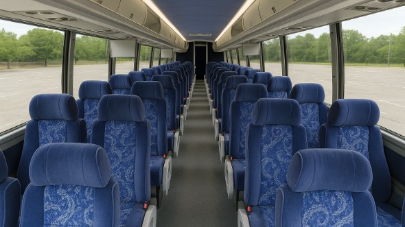 Interior of West Covina Party Bus Company's 51 Passenger Charter Bus in West Covina
