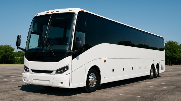 Exterior of West Covina Party Bus Company's 51 Passenger Charter Bus in West Covina