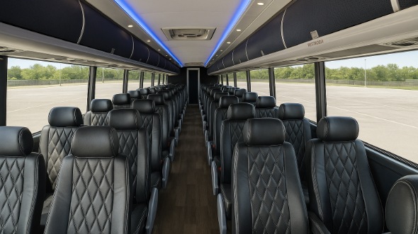 Interior of West Covina Party Bus Company's 54 Passenger Charter Bus in West Covina