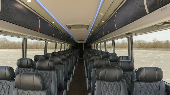 Interior of West Covina Party Bus Company's 55 Passenger Charter Bus in West Covina