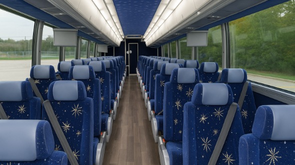 Interior of West Covina Party Bus Company's ADA Charter Bus in West Covina
